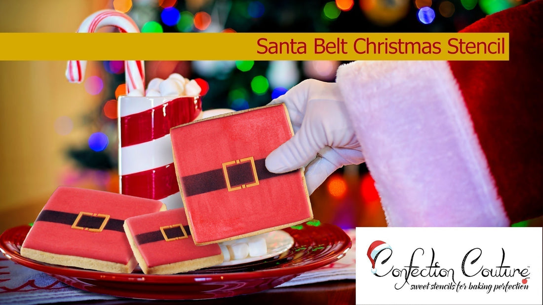 Santa Belt Christmas Cookie Stencil from Confection Couture