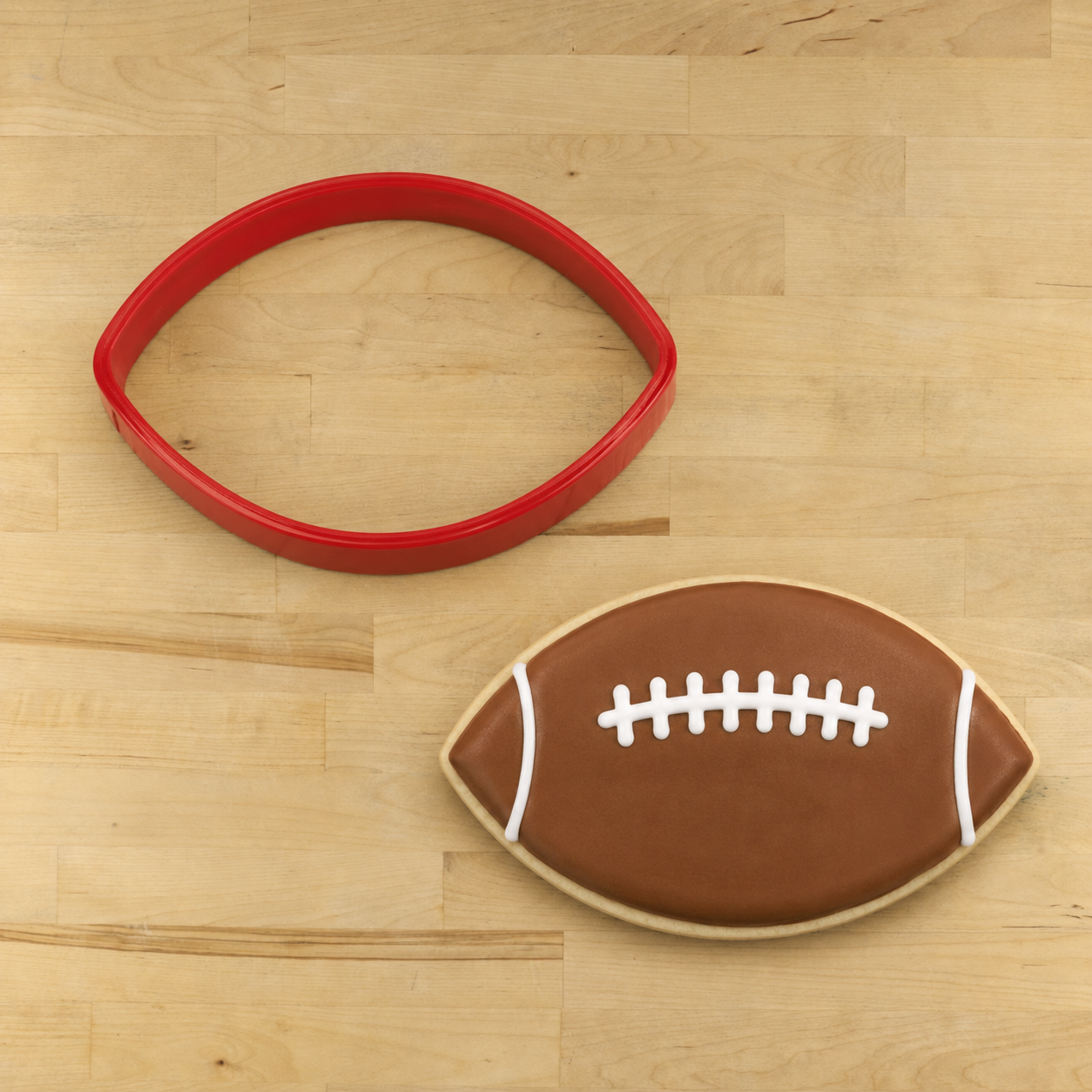 3D printed football shaped cookie cutter.