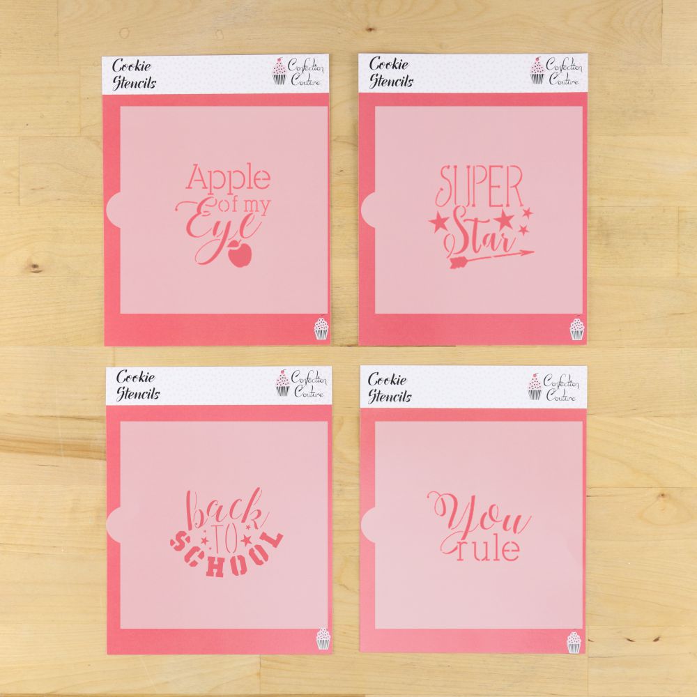 Back to School Messages 4 piece Cookie Stencil