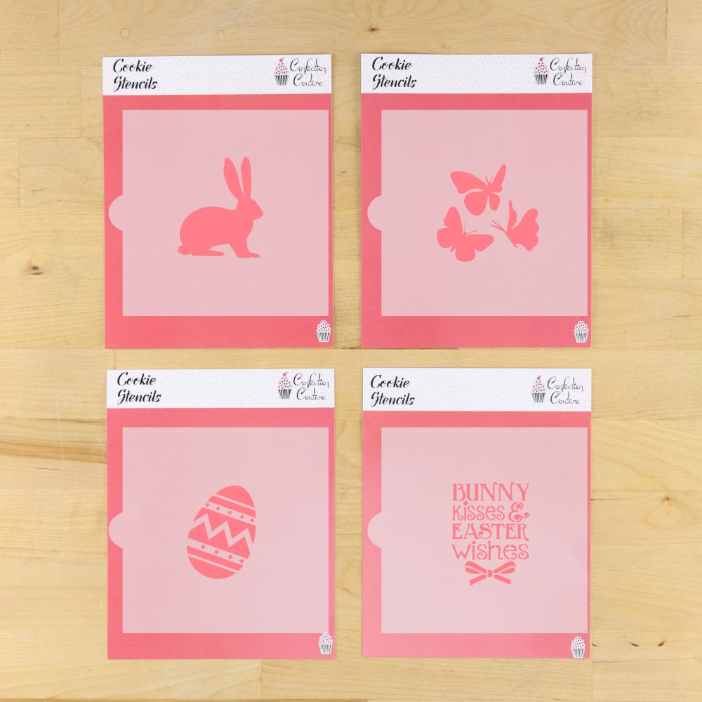 Bunny Kisses and Easter Wishes 4 Piece Cookie Stencil
