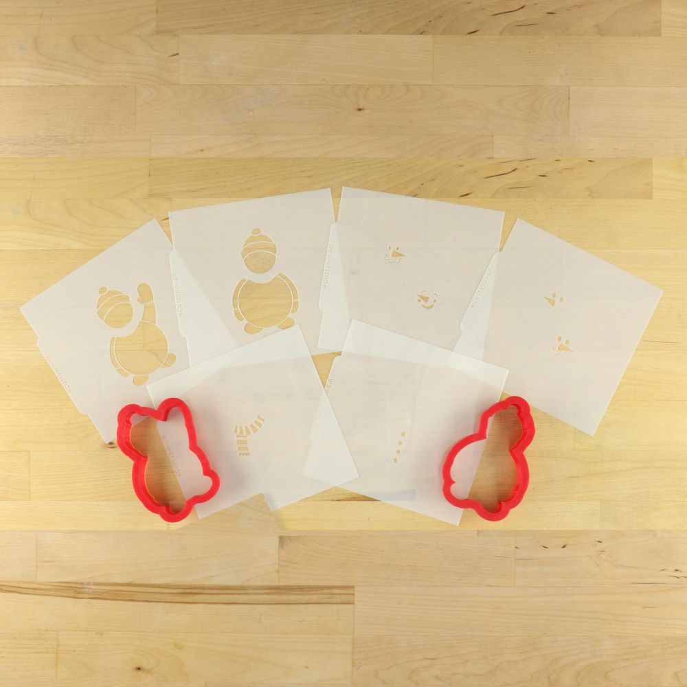 Snowman 6 Piece Cookie Stencil Set and Cookie Cutters