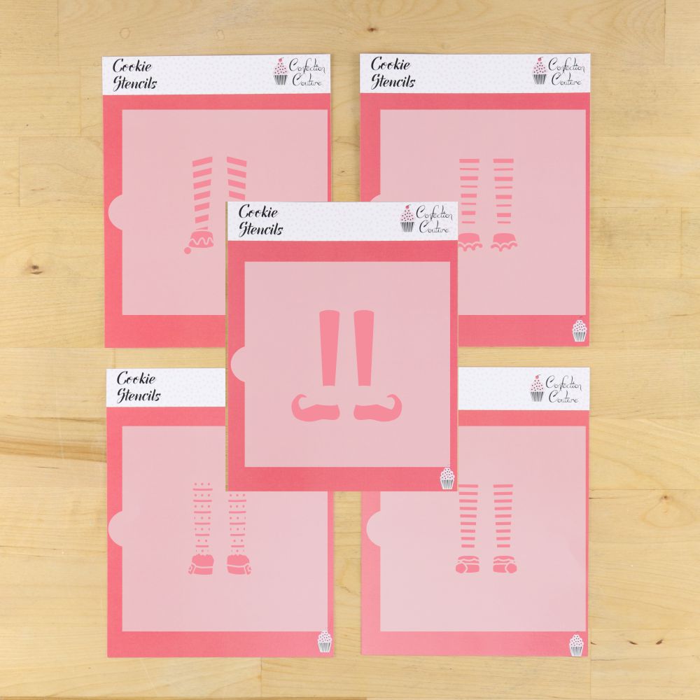 five piece Elf Cookie Stencils for Christmas