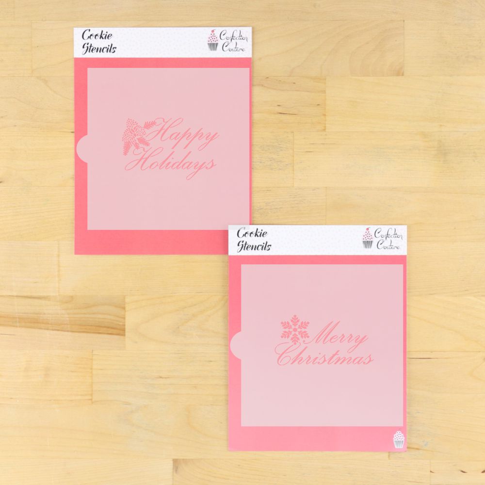 Script Style Christmas Messages Cookie Stencil