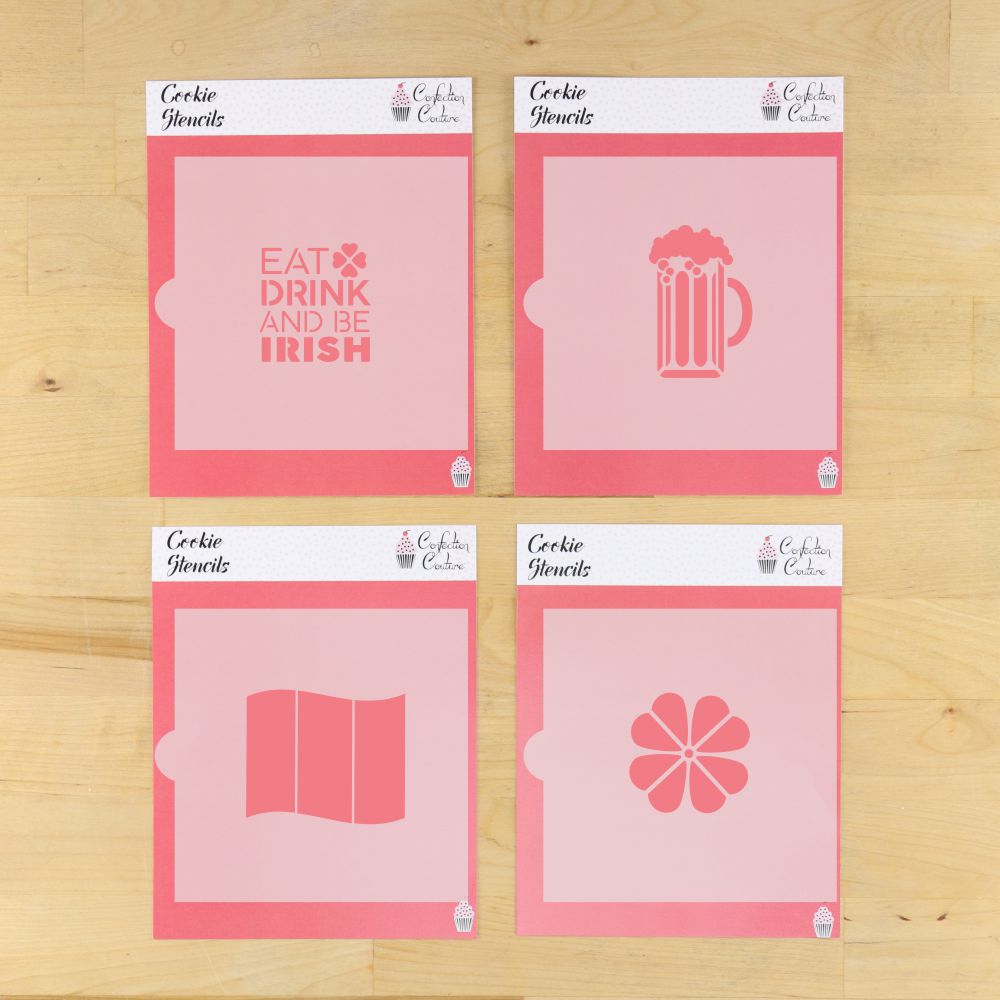 Eat Drink and Be Irish 4 Piece Cookie Stencil Set