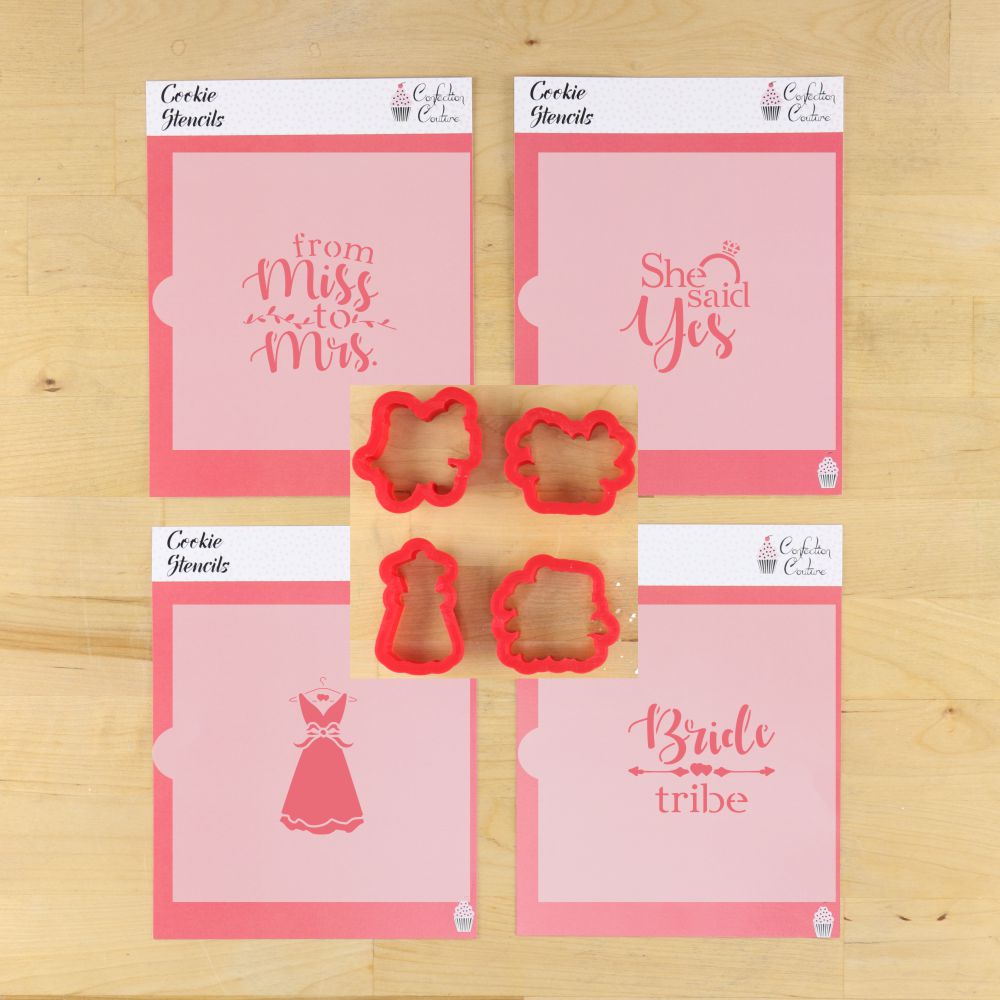 She Said Yes Cookie Stencil and Matching Cookie Cutters