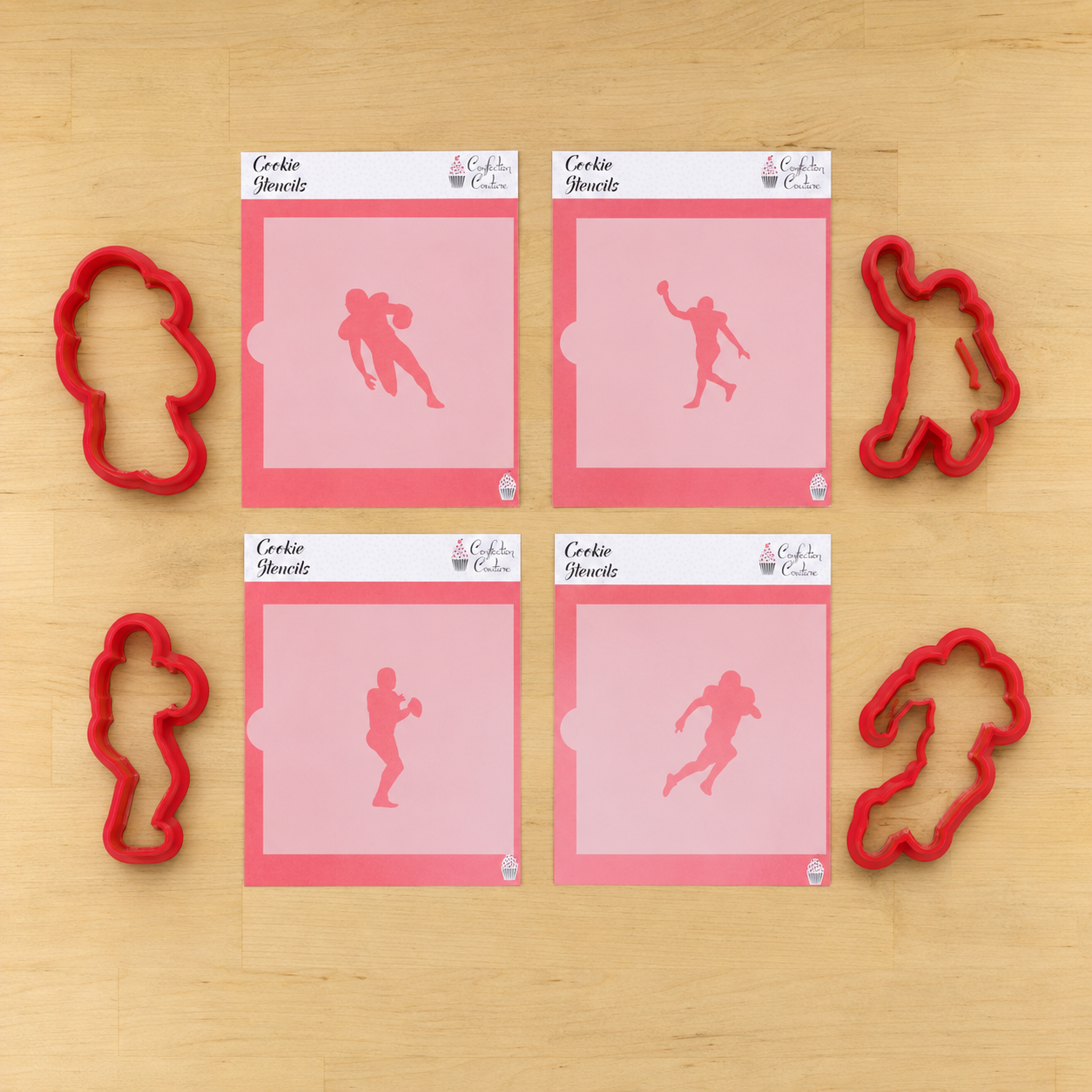 Football Players Cookie Stencils