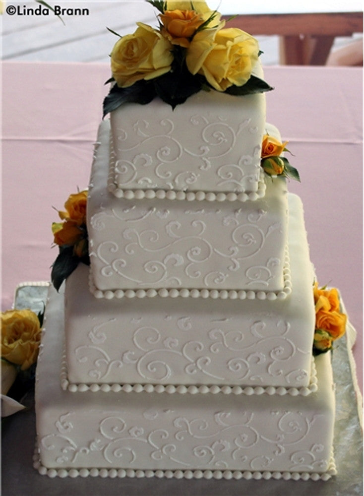 Leafy Scroll Cake Stencil Side by Designer Stencils