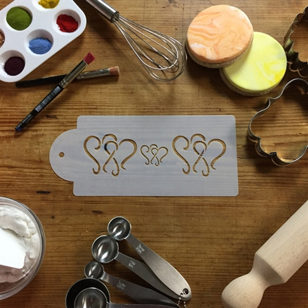 Dancing Hearts Cake Stencil Side by Designer Stencils