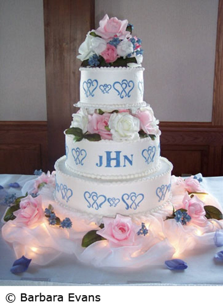 Dancing Hearts Cake Stencil Side by Designer Stencils