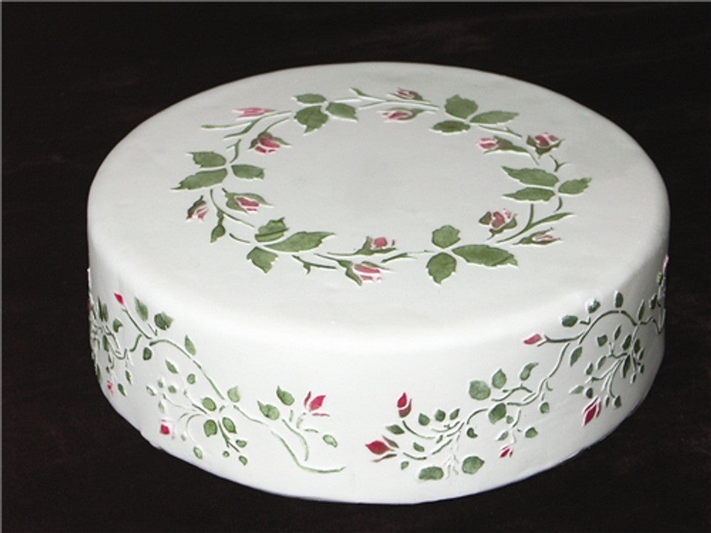 Ring of Roses Cake Stencil Top by Designer Stencils Cake