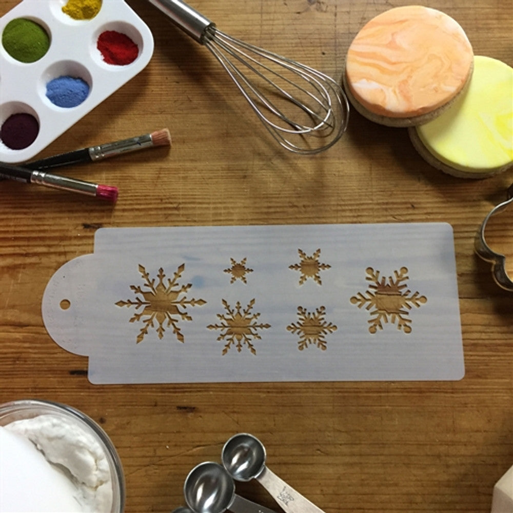 Snowflake Cake Stencil Side by Designer Stencils