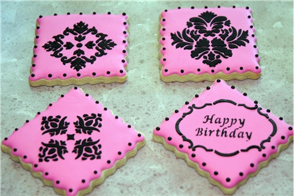Oval Shaped Monogram Cake Stencil Trio by Designer Stencils Cookies