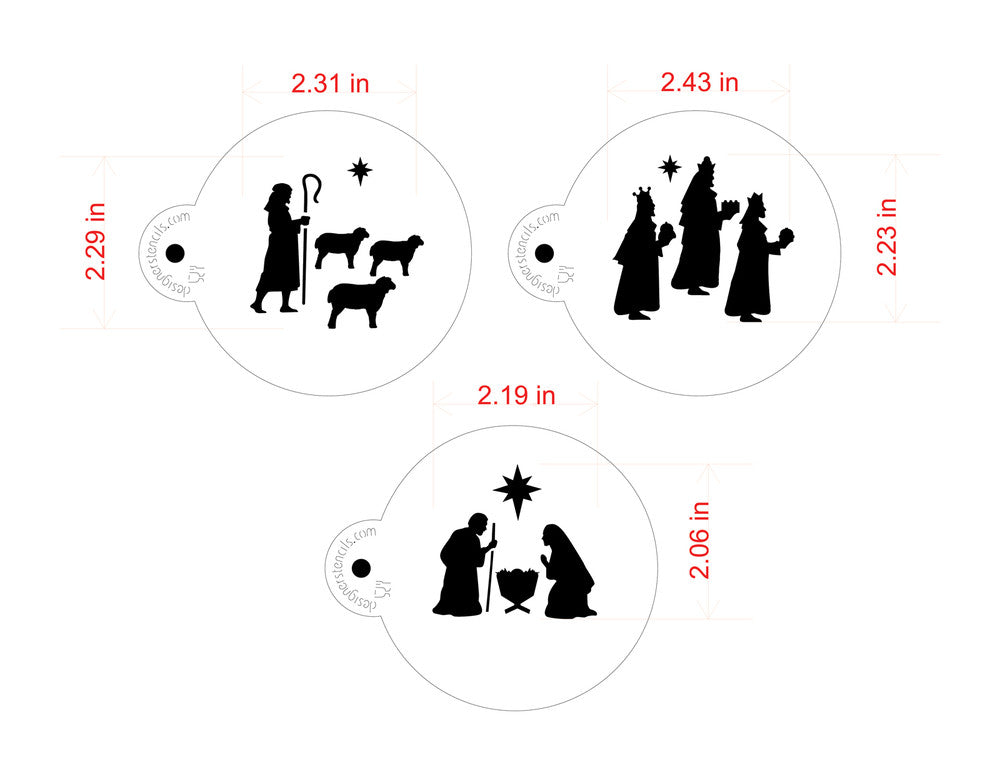 Nativity Cookie Stencil Set by Designer Stencils measurments