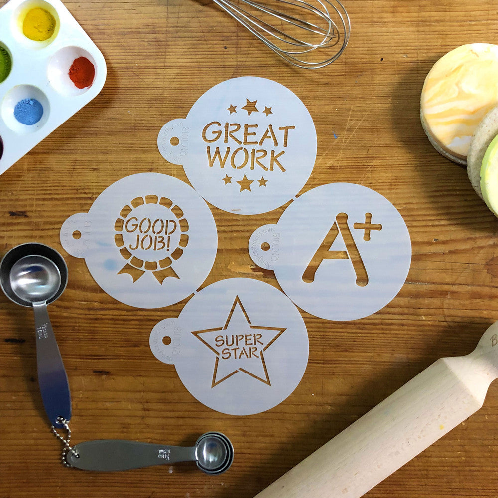 School Days Round Cookie Stencil Set by Designer Stencils