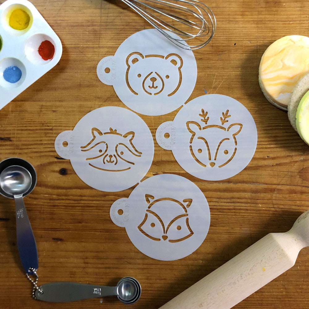Baby Woodland Animals Round Cookie Stencil Set by Designer Stencils