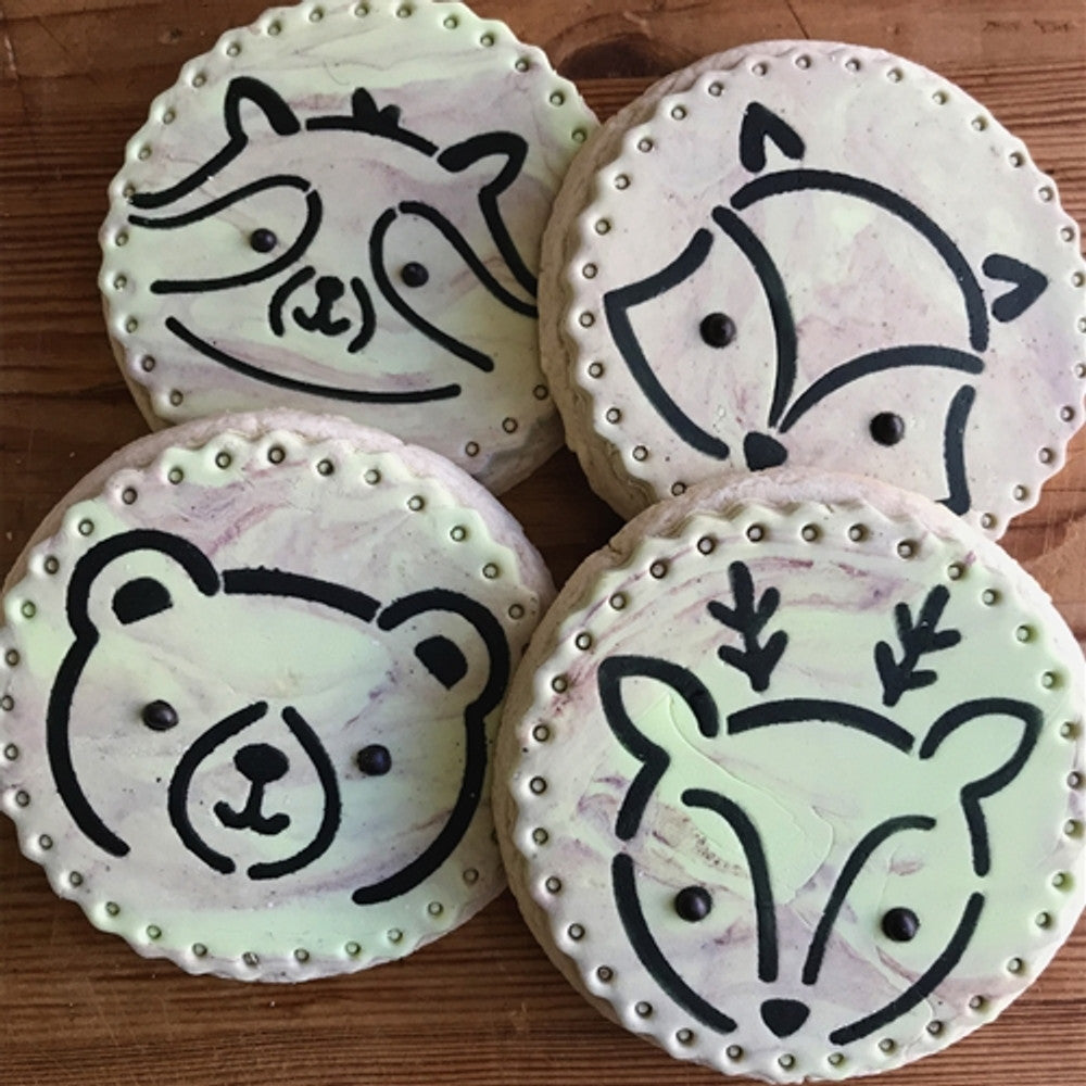 Baby Woodland Animals Round Cookie Stencil Set by Designer Stencils
