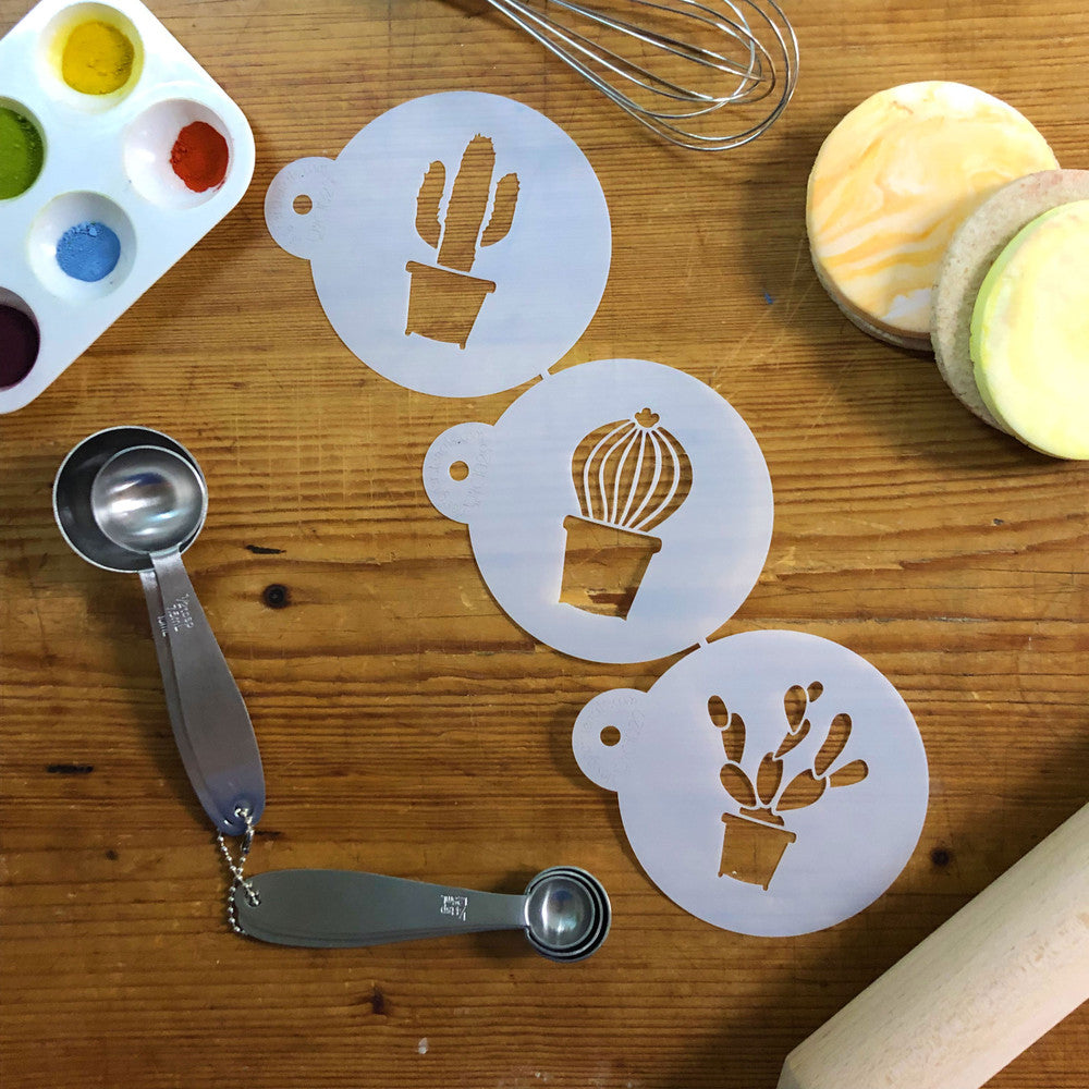 Cactus Round Cookie Stencil Set by Designer Stencils
