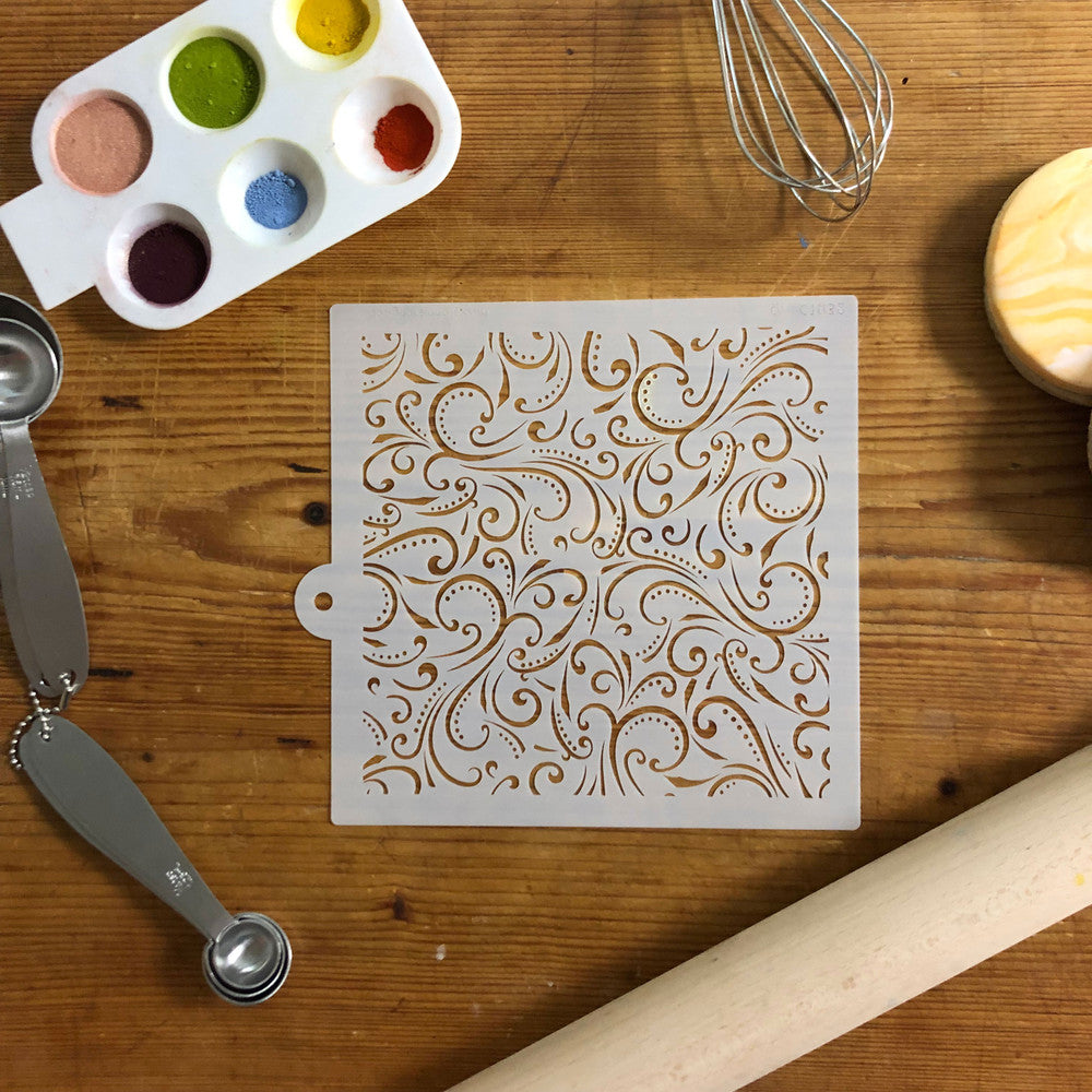 Swirls and Dots Cake and Cookie Stencil