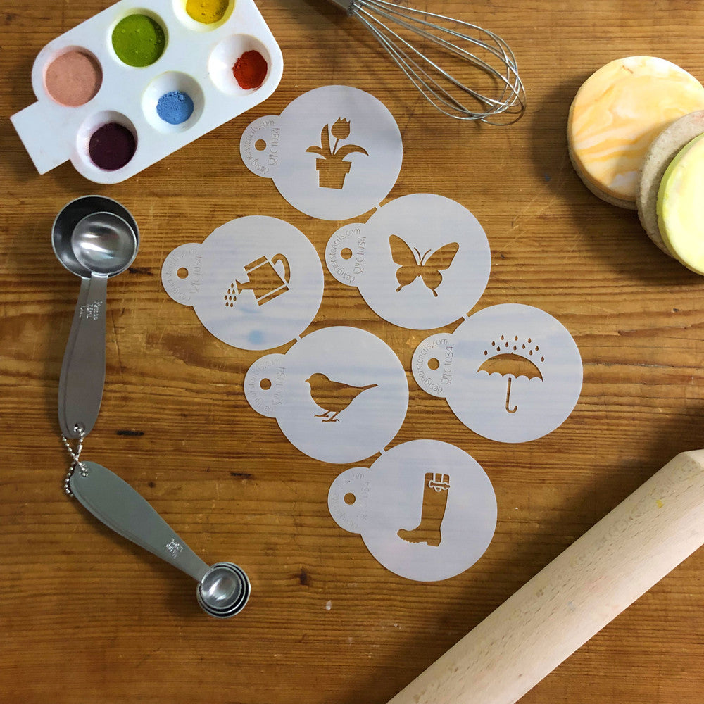 Spring Season Round Cookie Stencil Sets by Designer Stencils