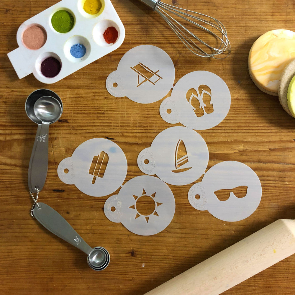 Summer Season Round Cookie Stencil Sets by Designer Stencils