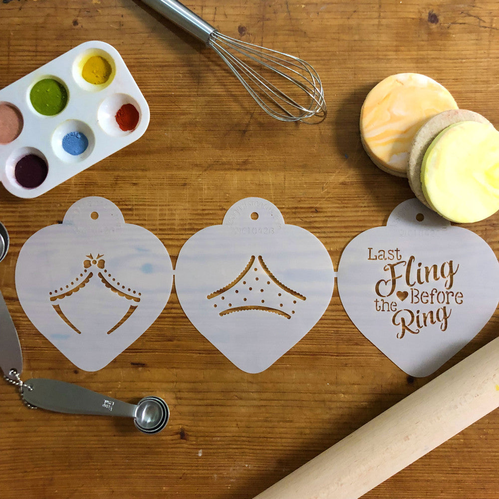 Bachelorette Heart Shaped Cookie Stencil Set by Designer Stencils