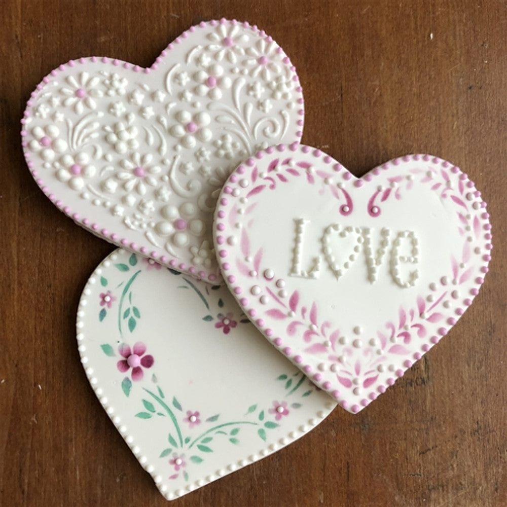 Floral Hearts Cookie Stencil Set by Designer Stencils Cookies