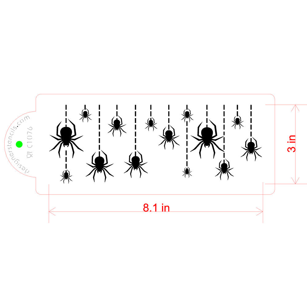 Hanging Spiders Cake Stencil Side by Designer Stencils