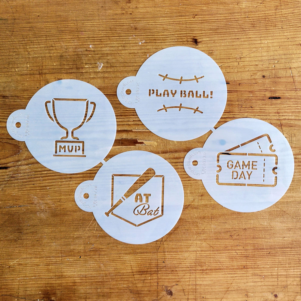 4" Sports Themed Round Cookie Stencil Set by Designer Stencils