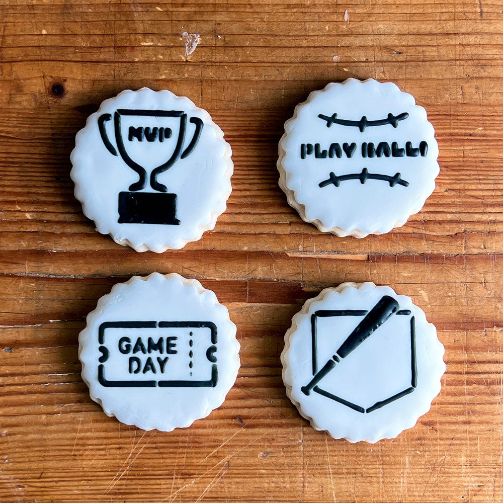 2" Sports Themed Round Cookie Stencil Set by Designer Stencils Cookies