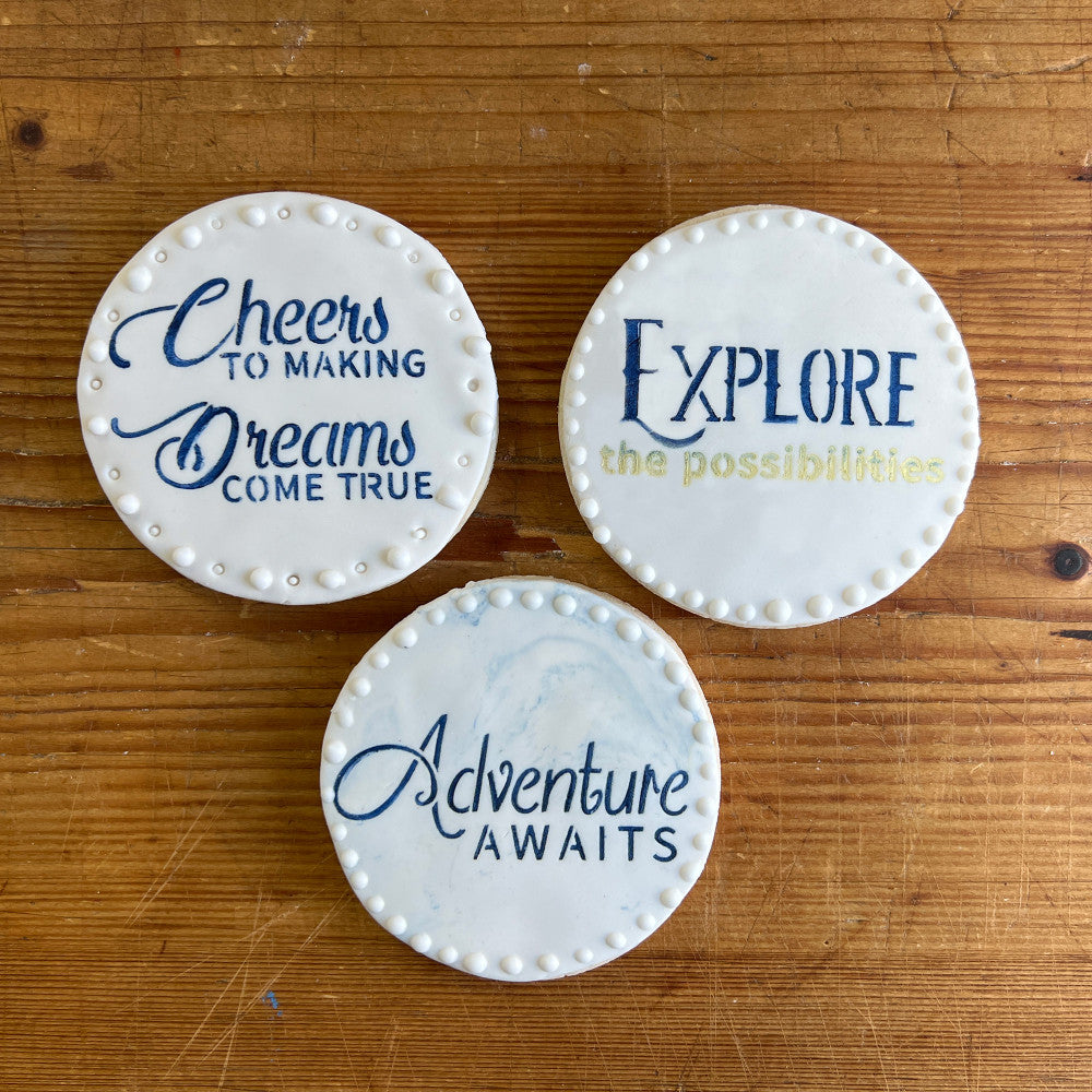 Graduation Encouragement Cookie Stencil Set by Designer Stencils Cookies
