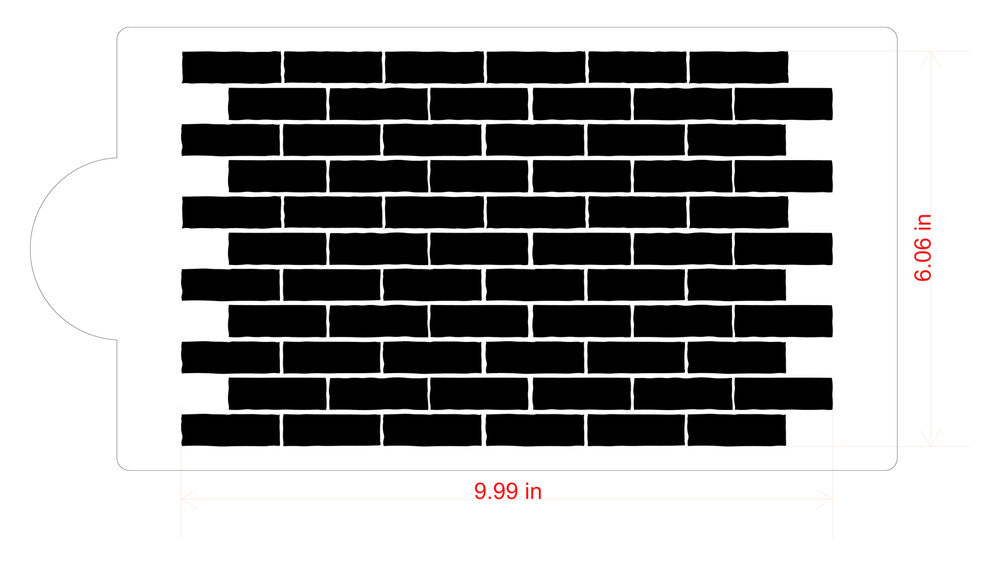 Brick Wall Cake Stencil Side by Designer Stencils Dimensions