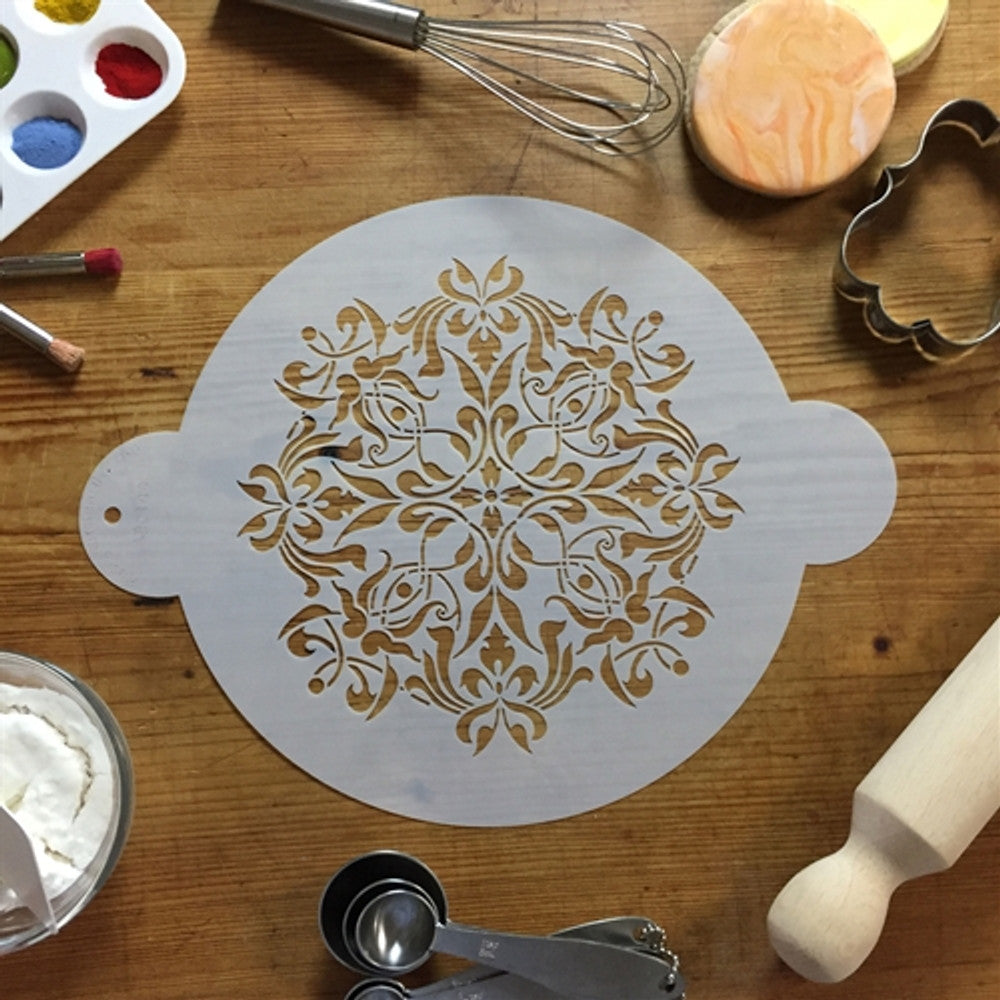 French Medallion 1 Cake Stencil Top by Designer Stencils