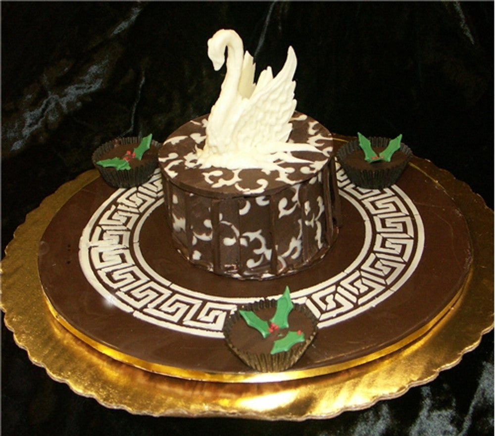Greek Key Circle Cake Stencil Top by Designer Stencils Cake