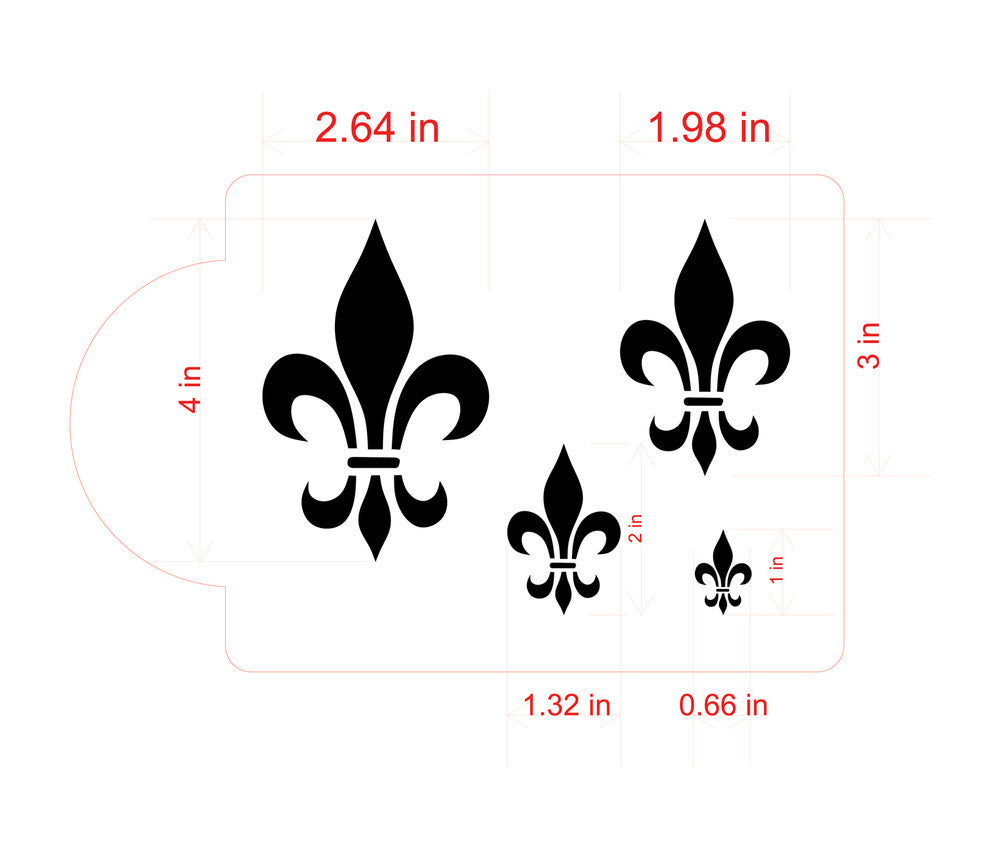 Sizing of Fleur de Lis Cake Stencil by Designer Stencils