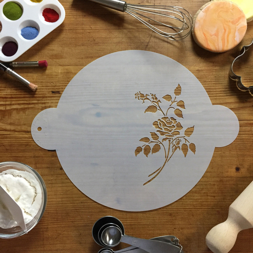 Rose Spray Cake Stencil Top by Designer Stencils