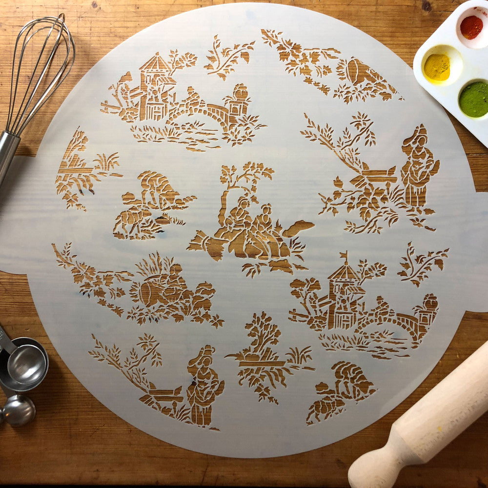 French Toile Cake Stencil Top by Designer Stencils