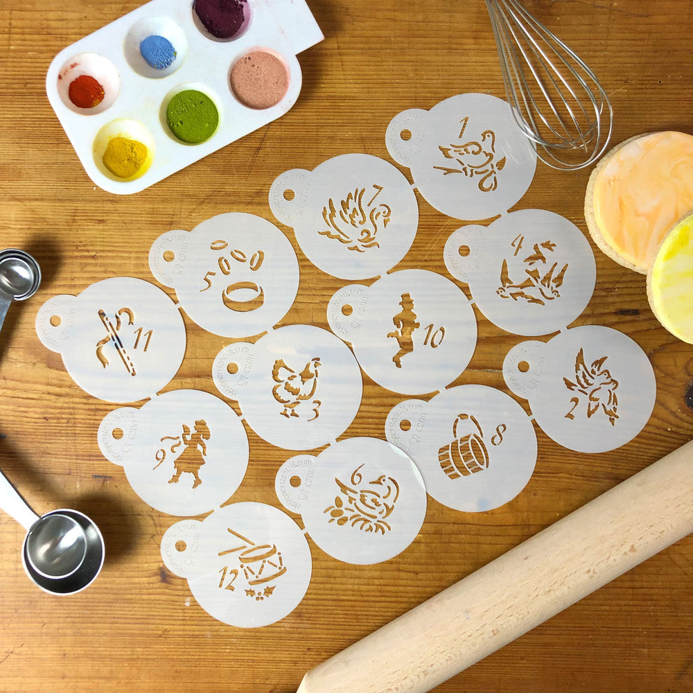 Twelve Days of Christmas Round Cookie Stencil Set