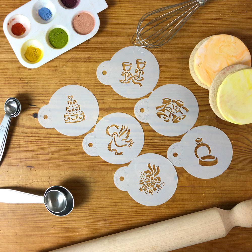 Wedding Round Cookie Stencil Set by Designer Stencils