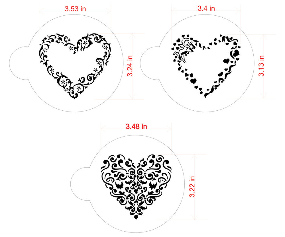 Decorated cookies using Swirl Valentine Heart Cookie Stencil Set by Designer Stencils