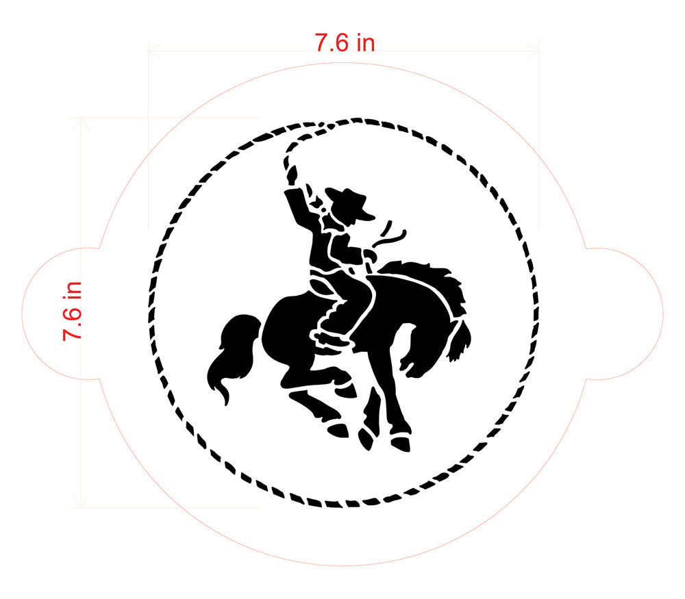 Measurements of the Cowboy Cake Stencil Top by Designer Stencils
