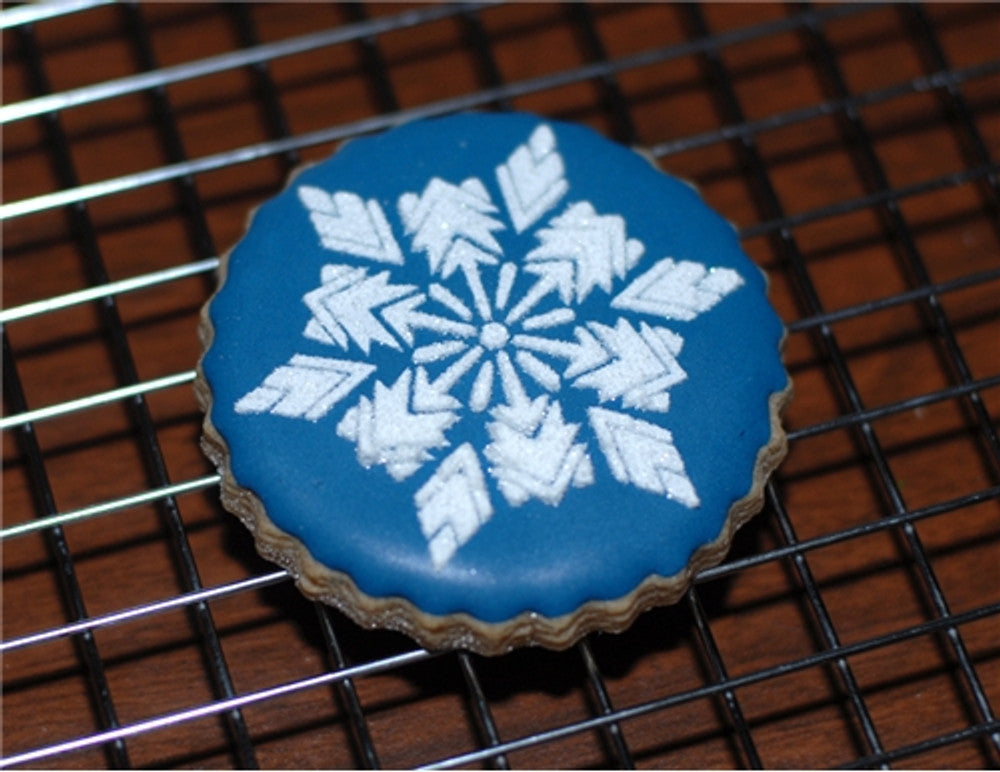 Cookie using the Crystal Snowflakes 2 Cupcake and Cookie Stencil Set by Designer Stencils