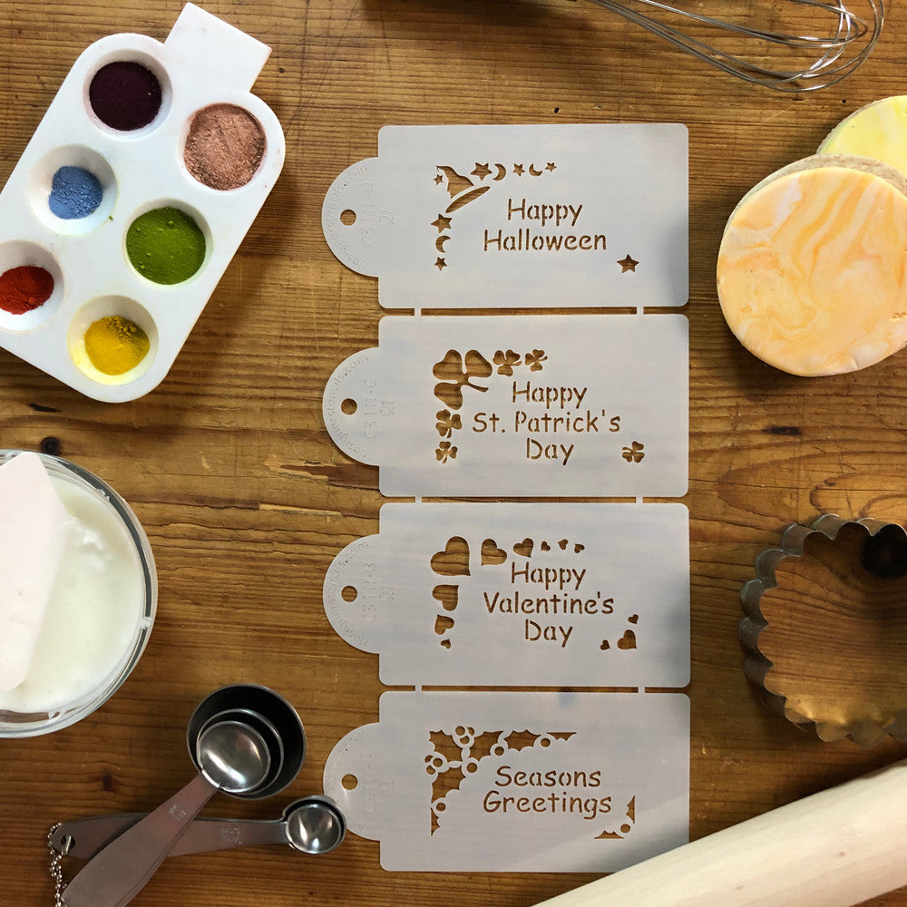 Holiday Corners Cake Stencil Side by Designer Stencils