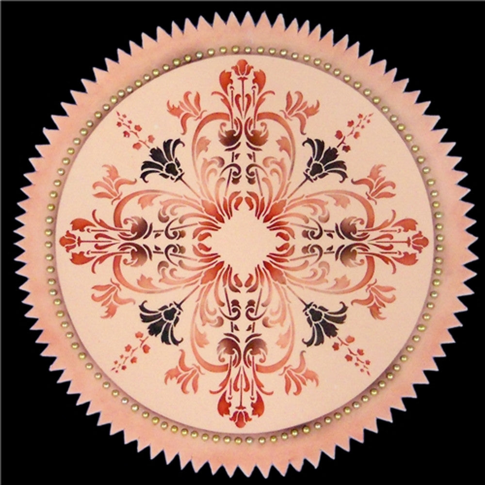 11 Inch Turn of the Century Medallion Cake Stencil Top by Designer Stencils Cake