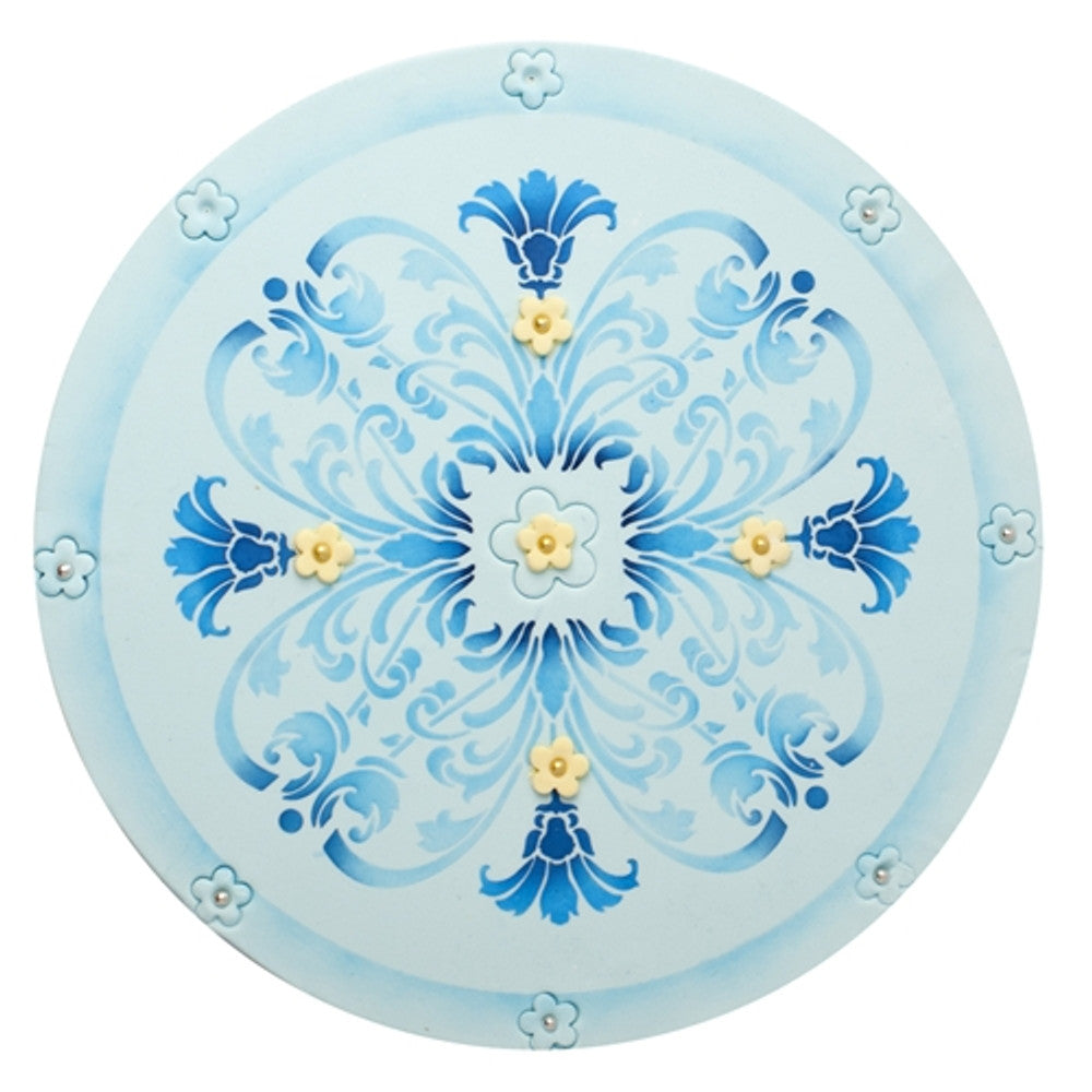 7 Inch Turn of the Century Medallion Cake Stencil Top by Designer Stencils Cake