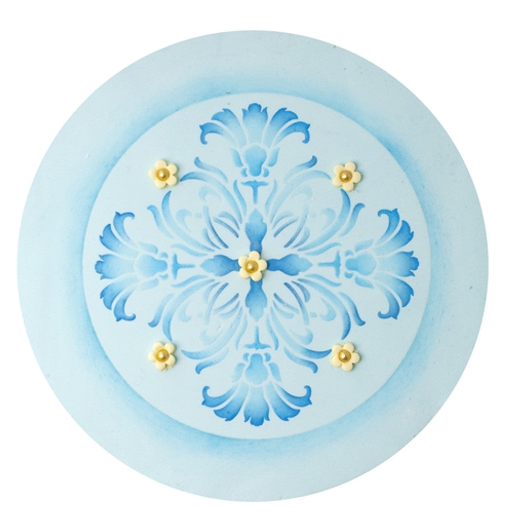4.5 Inch Turn of the Century Medallion Cake Stencil Top by Designer Stencils Cake