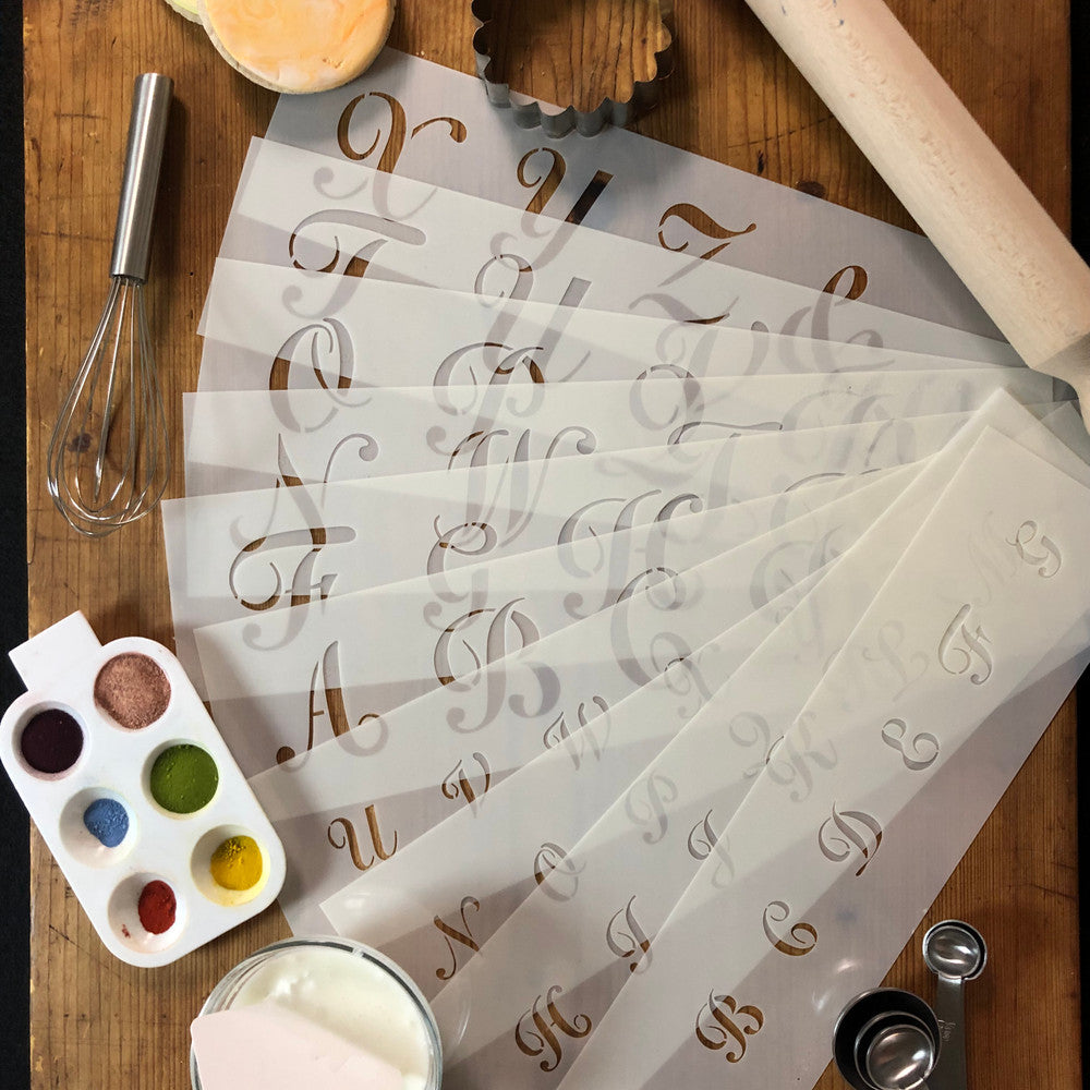 Script Monogram Cake Stencil Set by Designer Stencils