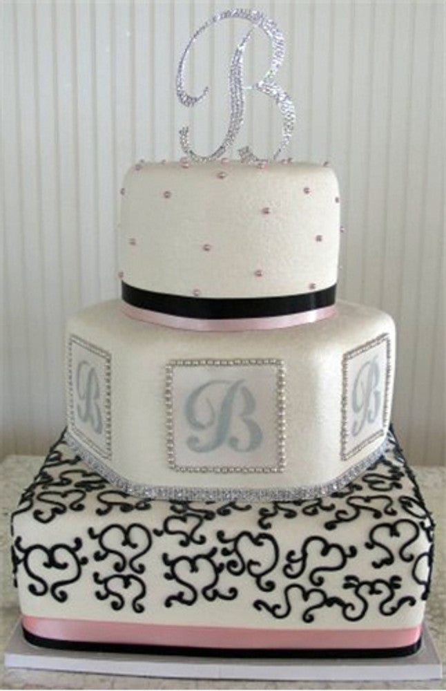 Script Monogram Cake Stencil Set by Designer Stencils Tiered Cake