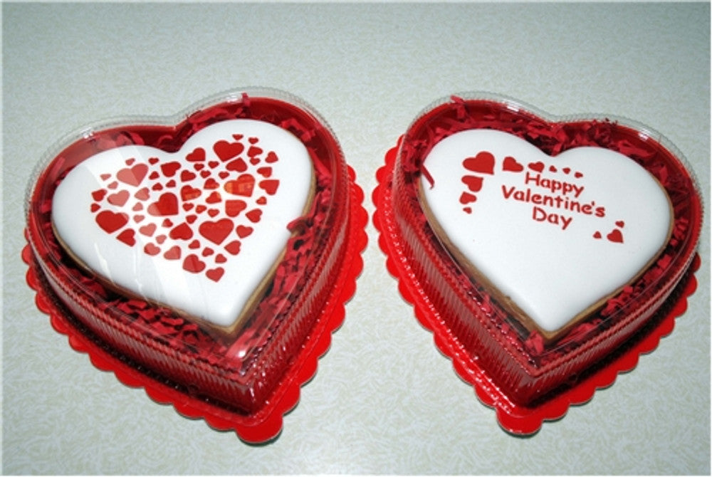Cookies decorated for Valentine's Day using Contemporary Hearts Cookie Stencil Set by Designer Stencils