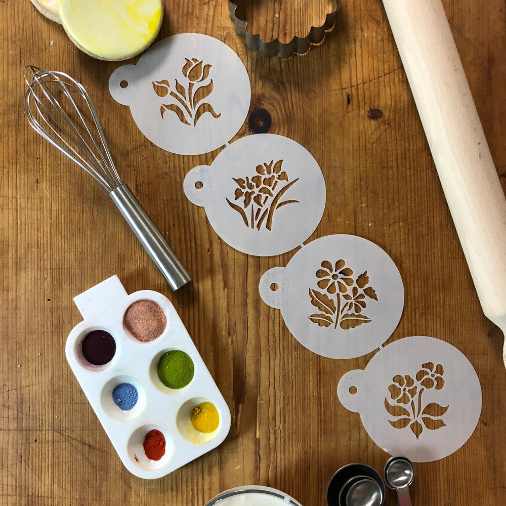 Botanical Flowers Round Cookie Stencils by Designer Stencils
