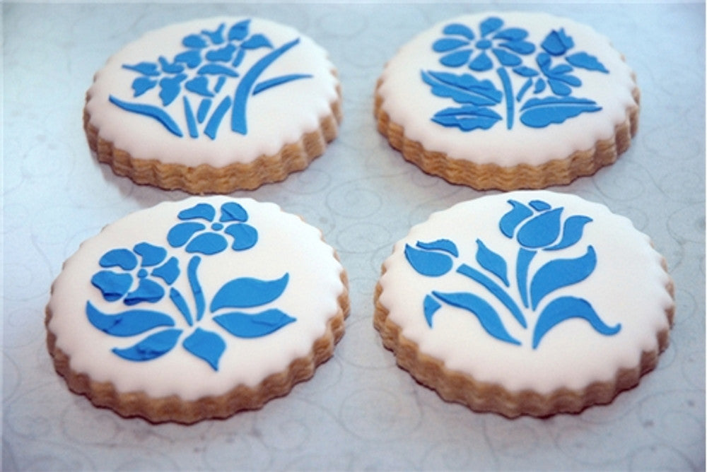 Botanical Flowers Round Cookie Stencils by Designer Stencils